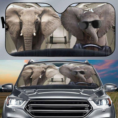 Elephant Car All Over Printed 3D Sun Shade