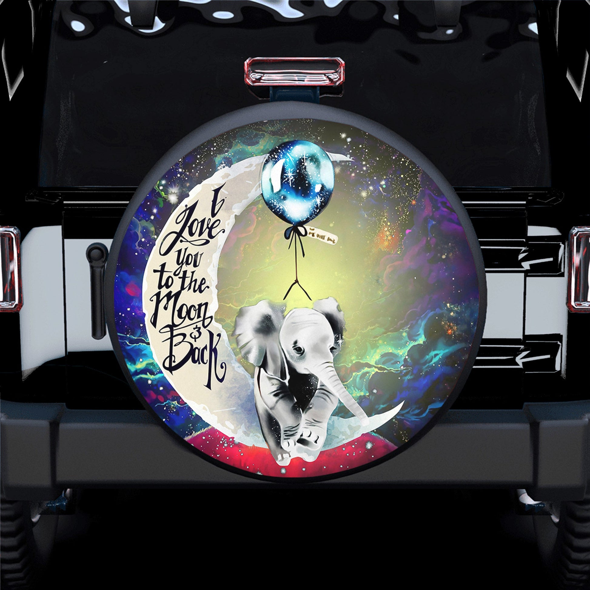 Elephant Love You To The Moon Galaxy Spare Tire Cover