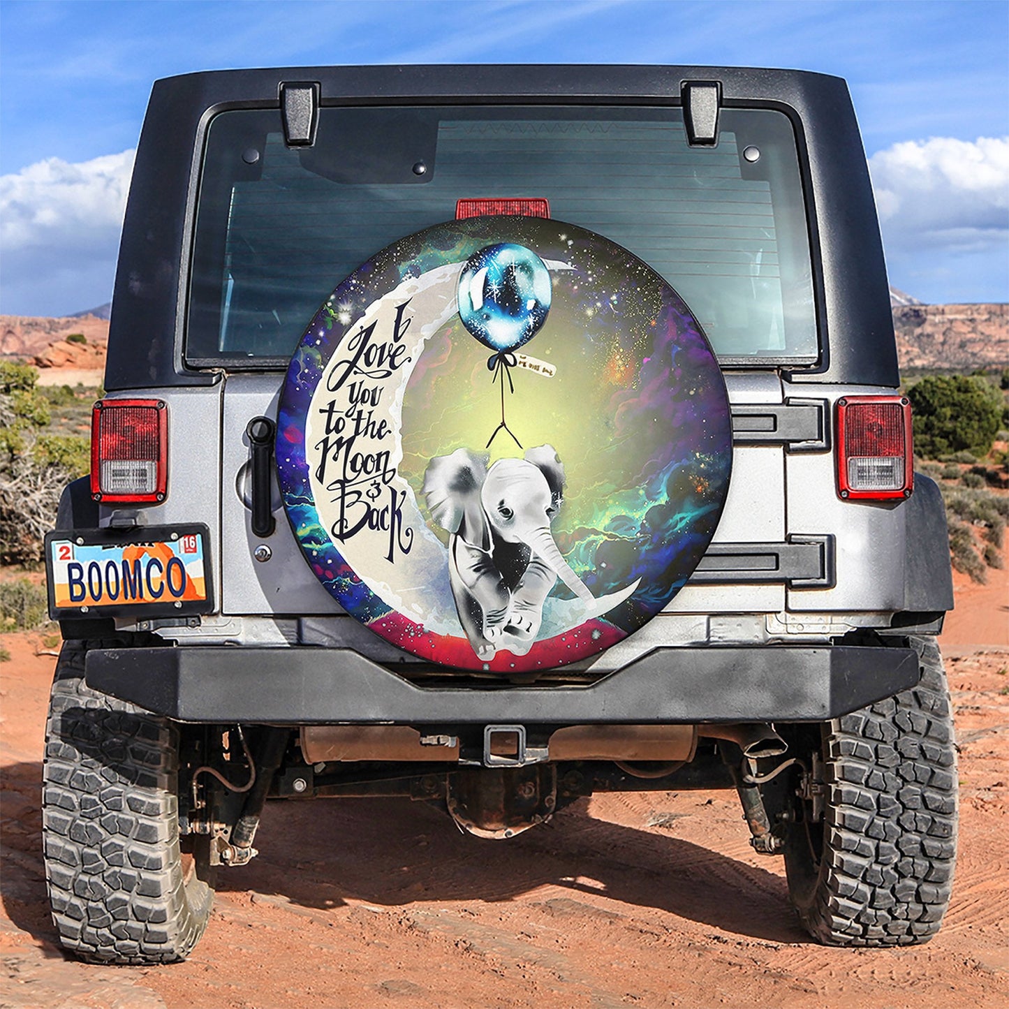 Elephant Love You To The Moon Galaxy Spare Tire Cover