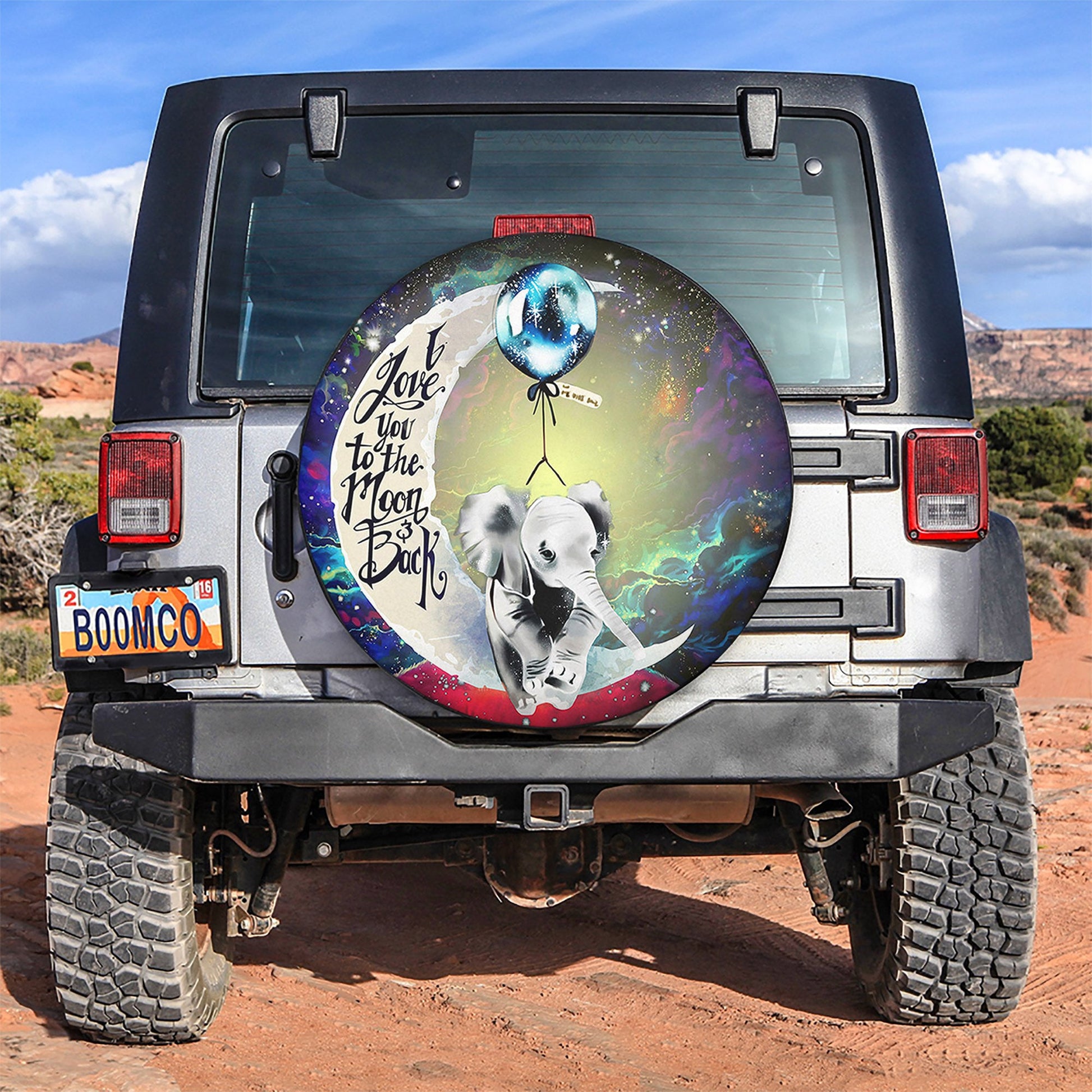 Elephant Love You To The Moon Galaxy Spare Tire Cover