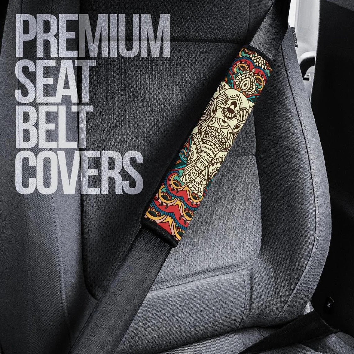 Elephant Mandala Car Seat Belt Cover Custom Car Accessories