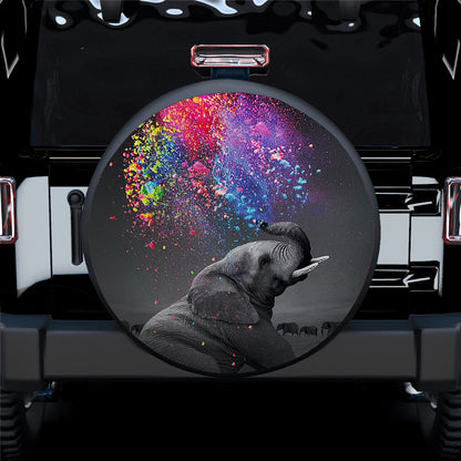 Elephant Water Color Jeep Car Spare Tire Cover