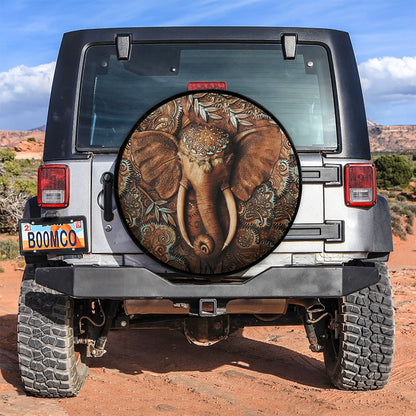 Elephant Wooden Style Car Spare Tire Cover