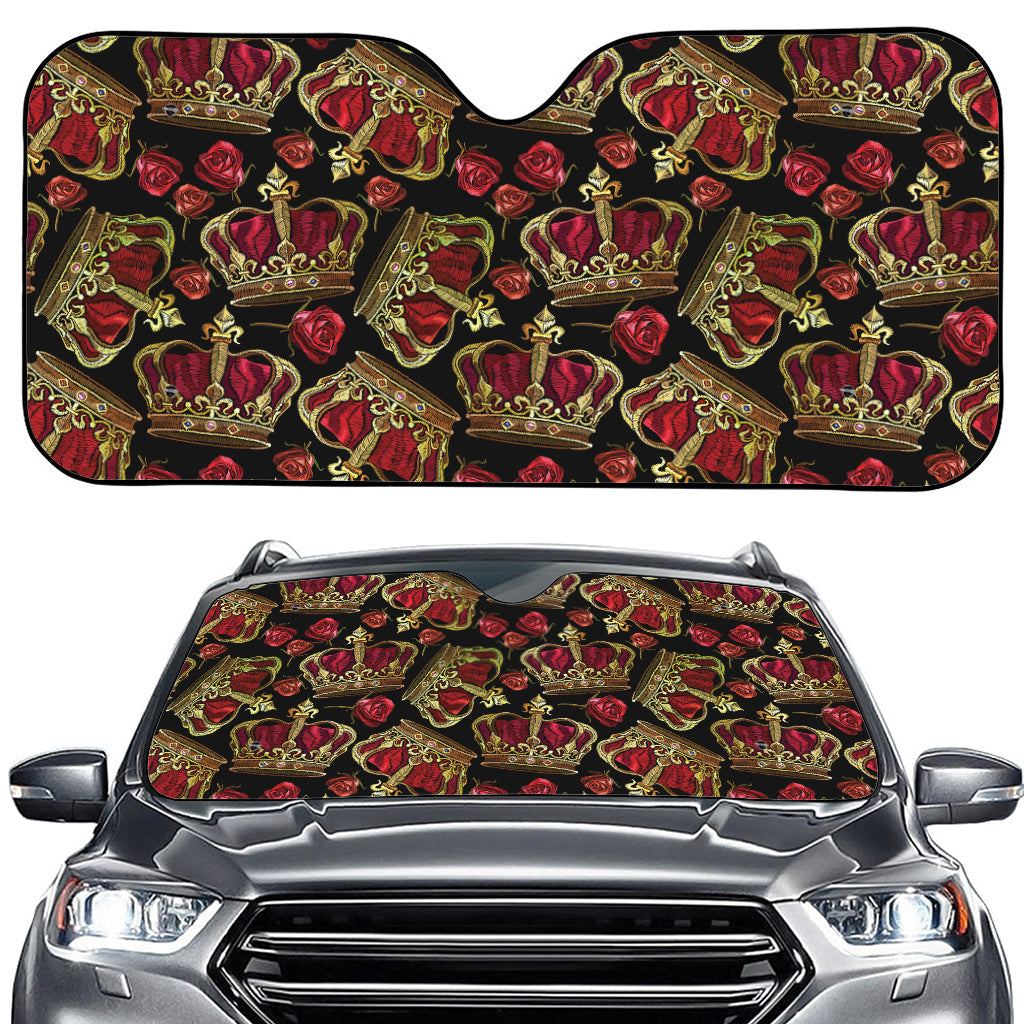 Embroidery Crown Pattern Print Car Windshield Sun Shade