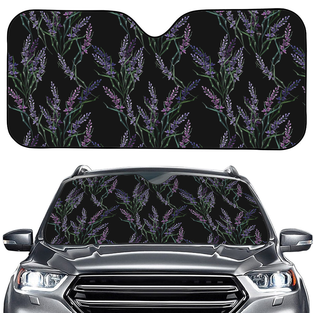 Embroidery Lavender Pattern Print Car Windshield Sun Shade