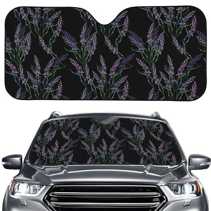 Embroidery Lavender Pattern Print Car Windshield Sun Shade