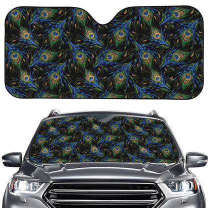 Embroidery Peacock Feather Print Car Windshield Sun Shade