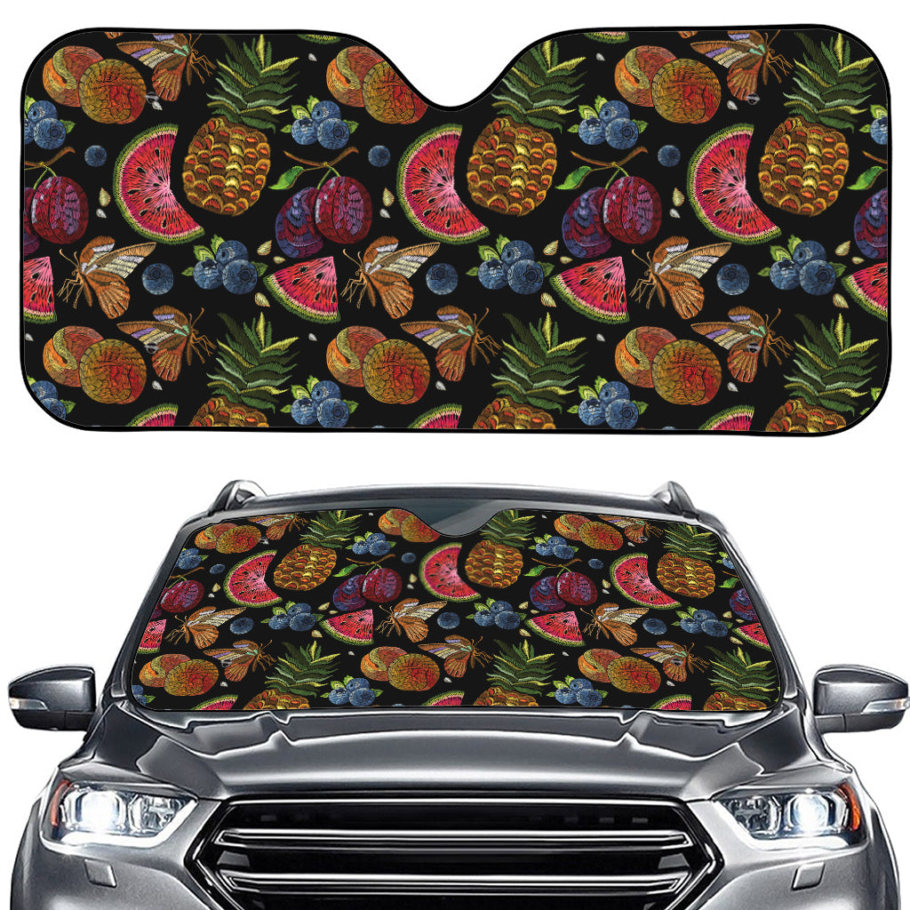 Embroidery Tropical Pattern Print Car Windshield Sun Shade