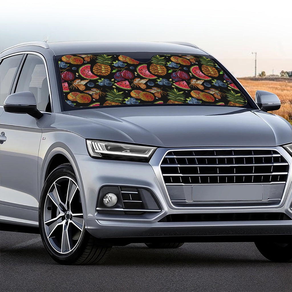 Embroidery Tropical Pattern Print Car Windshield Sun Shade
