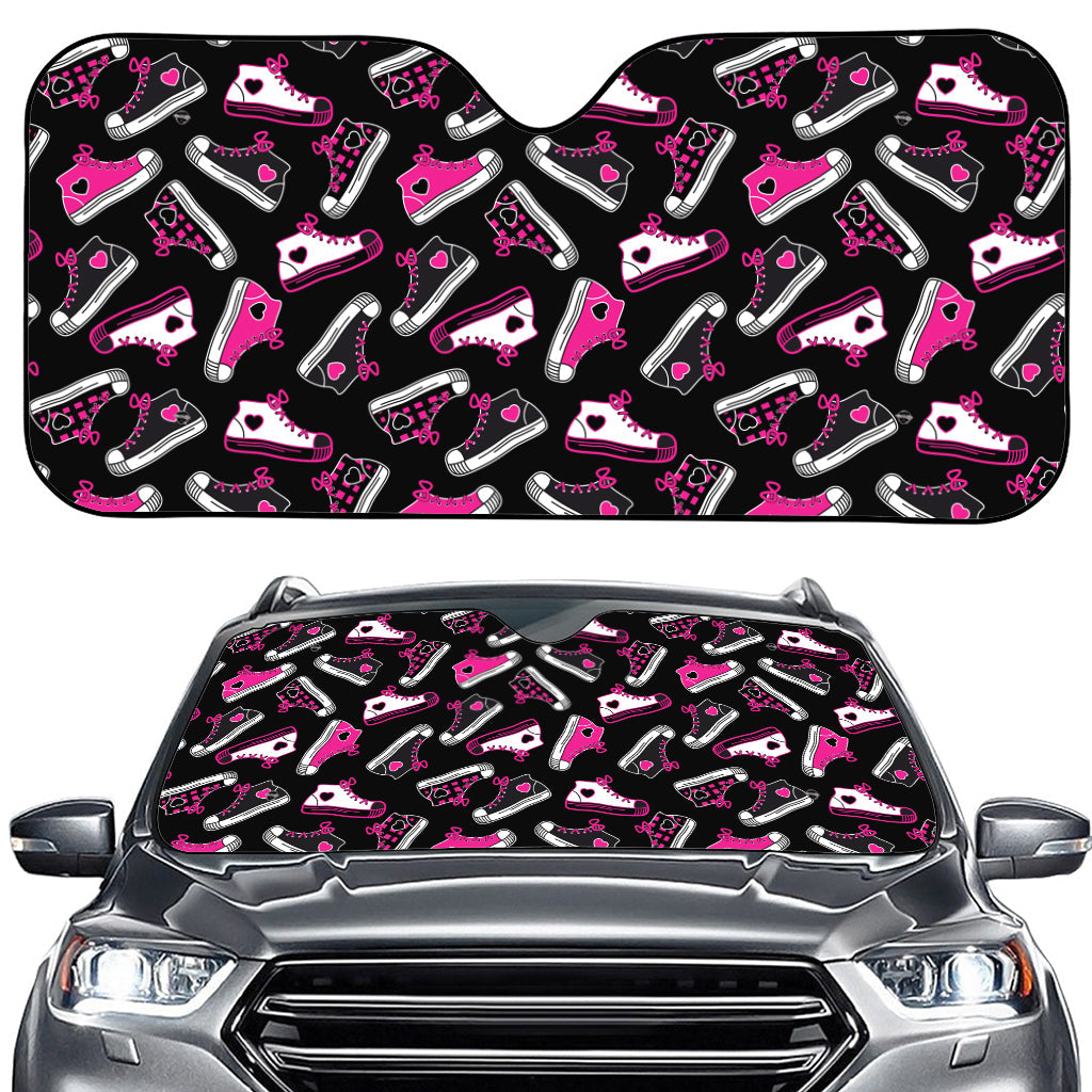 Emo Shoes Pattern Print Car Windshield Sun Shade