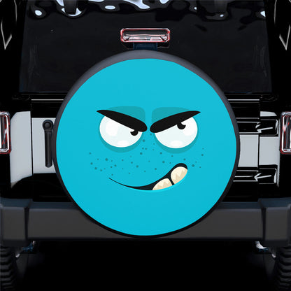 Emotion Angry Blue Face Spare Tire Cover