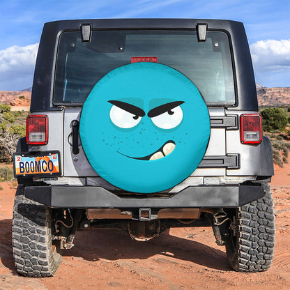 Emotion Angry Blue Face Spare Tire Cover