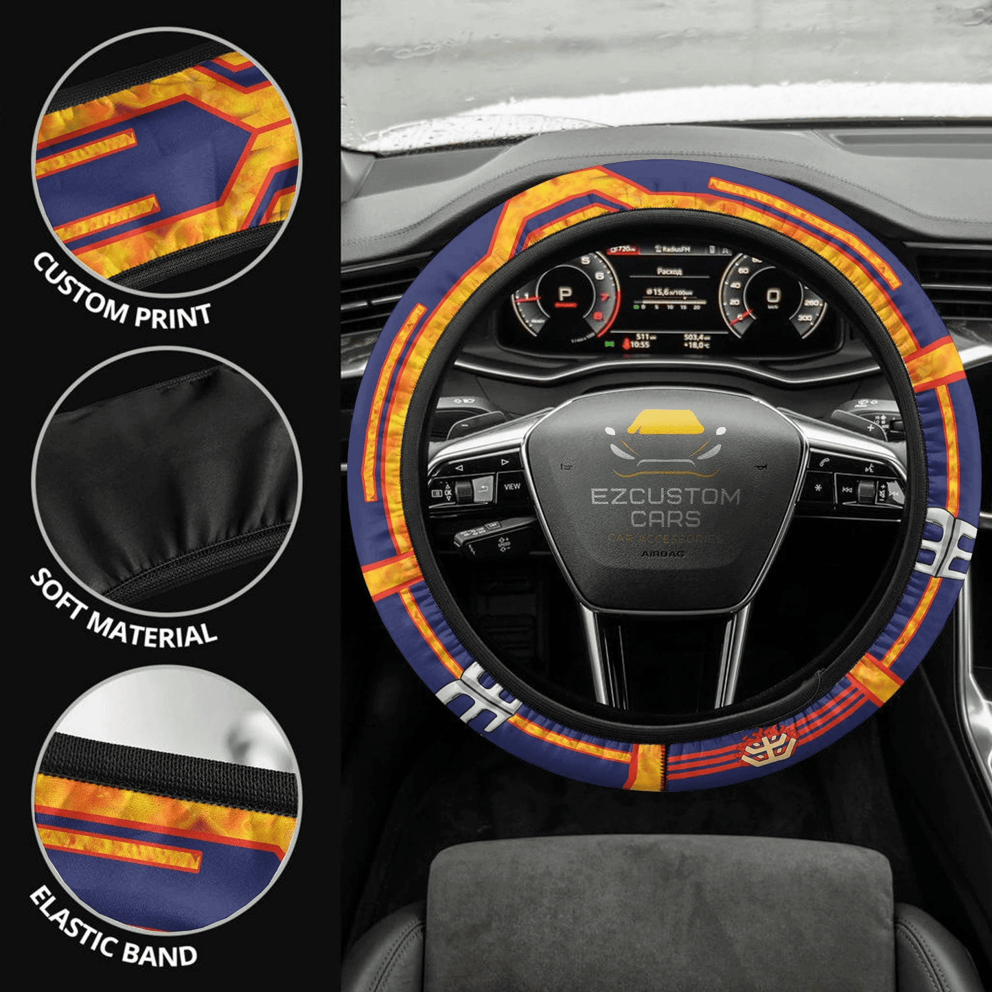 Endeavor Anime Steering Wheel Cover Custom Anime My Hero Academia Car Accessories