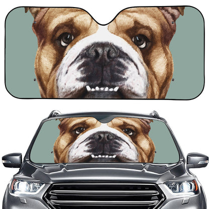 English Bulldog Portrait Print Car Windshield Sun Shade