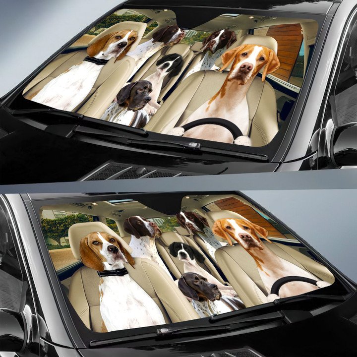 English Pointer Car All Over Printed 3D Sun Shade