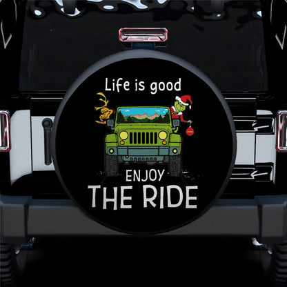 Enjoy The Ride Grinch Jeep Christmas Car Spare Tire Cover