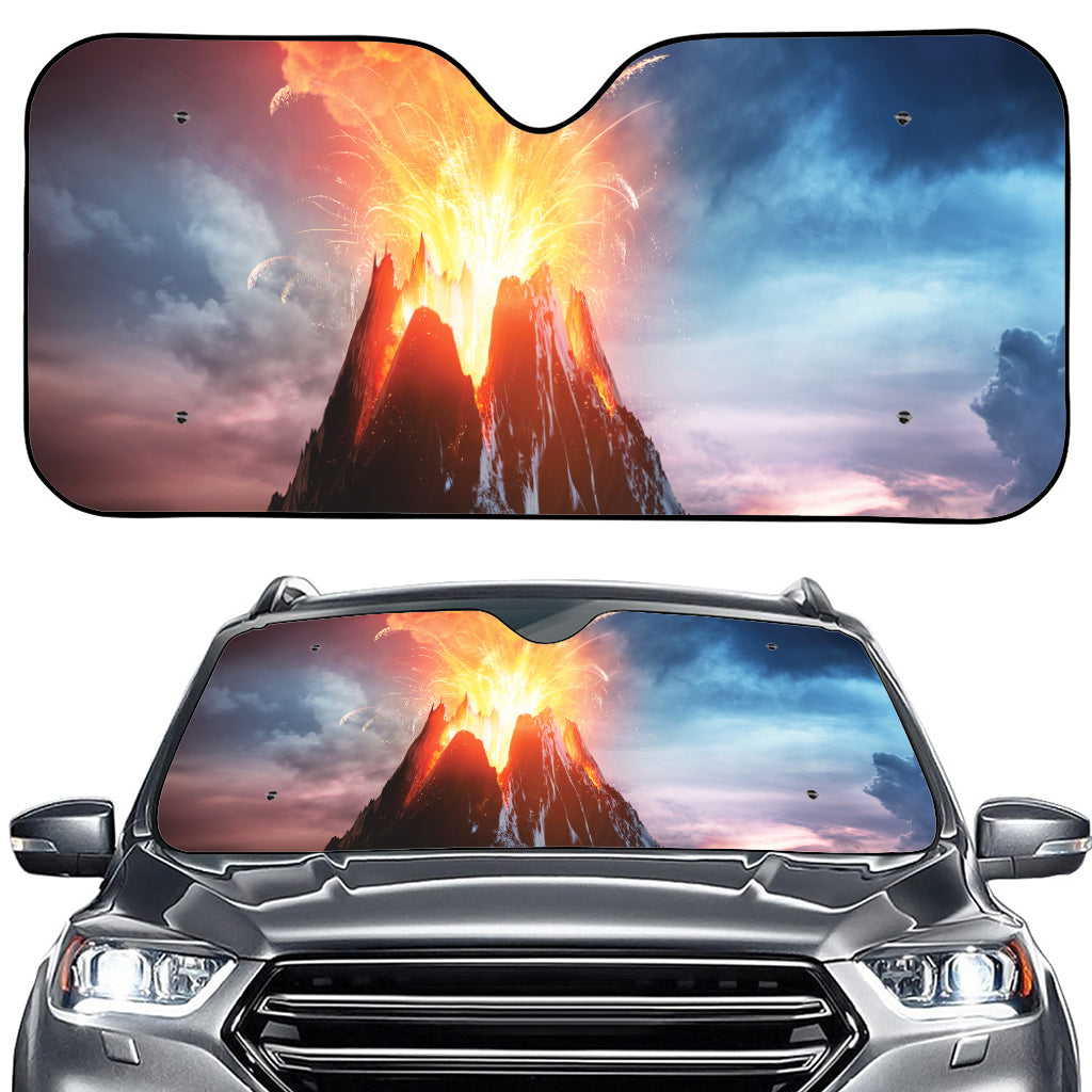 Erupting Volcano Print Car Windshield Sun Shade