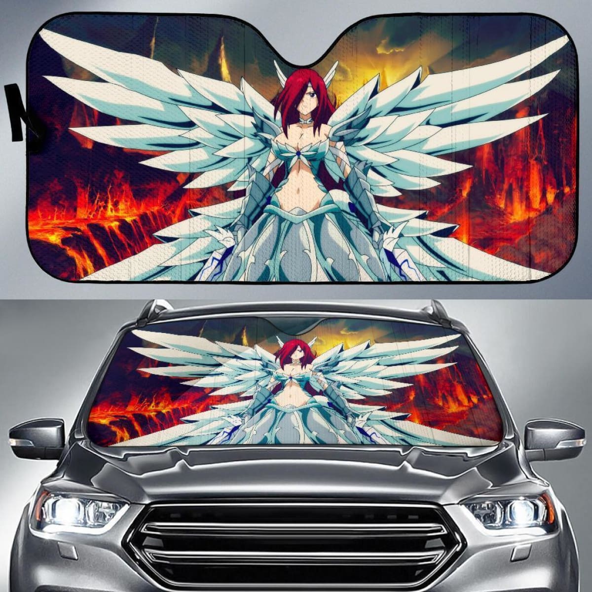 Erza Warrior Suit Angel Fair Tail Anime Auto Sun Shade Nh06 Universal Fit 111204