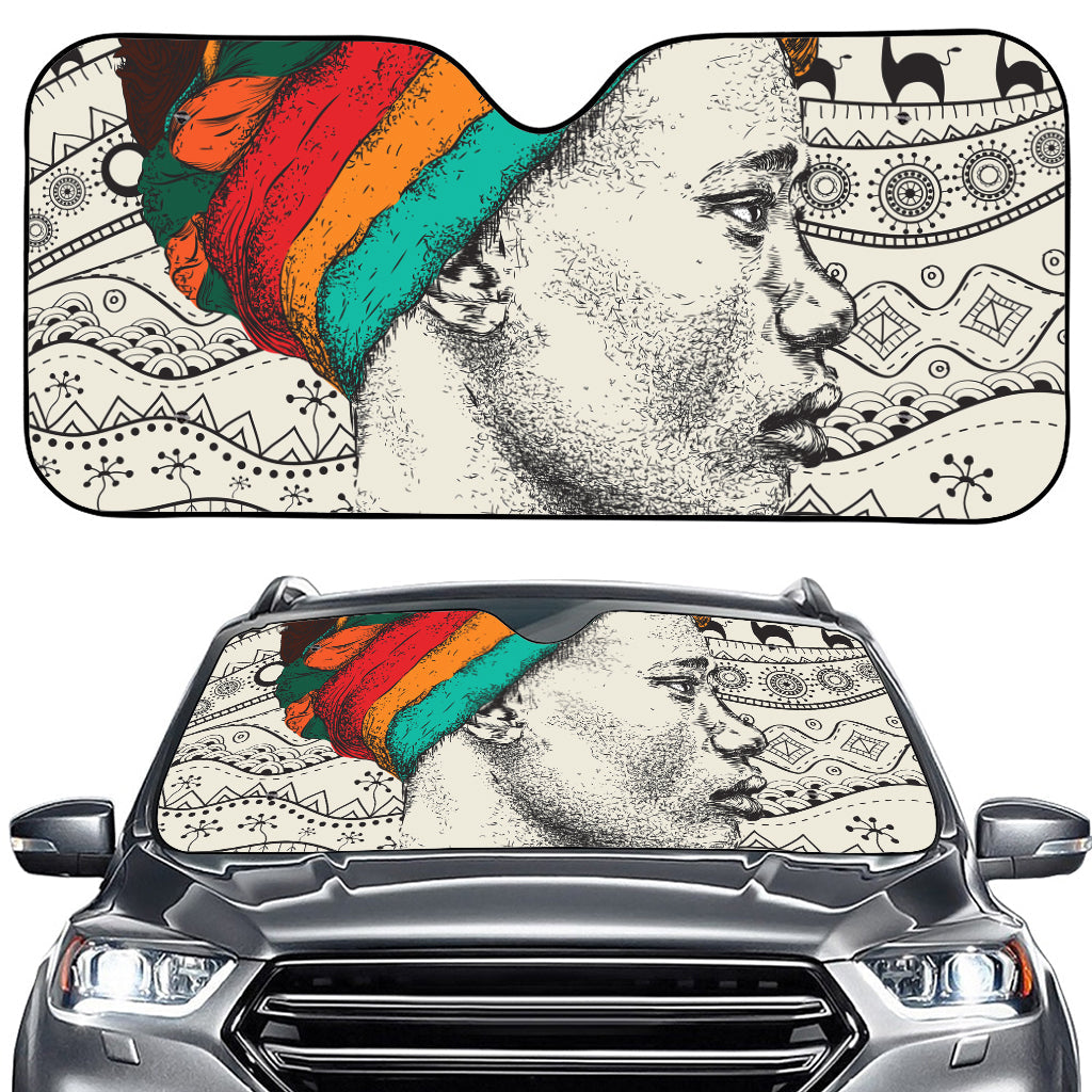 Ethnic African Girl Print Car Windshield Sun Shade