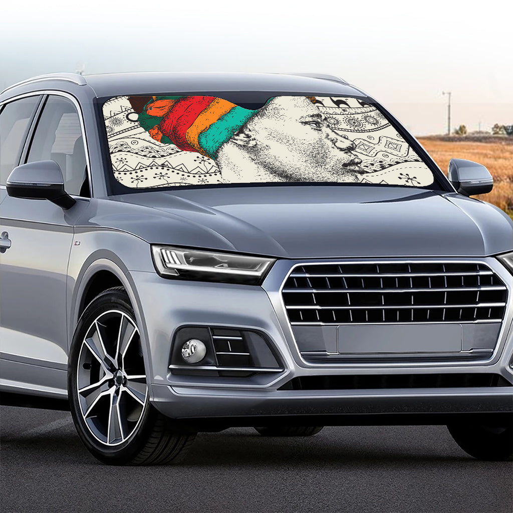 Ethnic African Girl Print Car Windshield Sun Shade