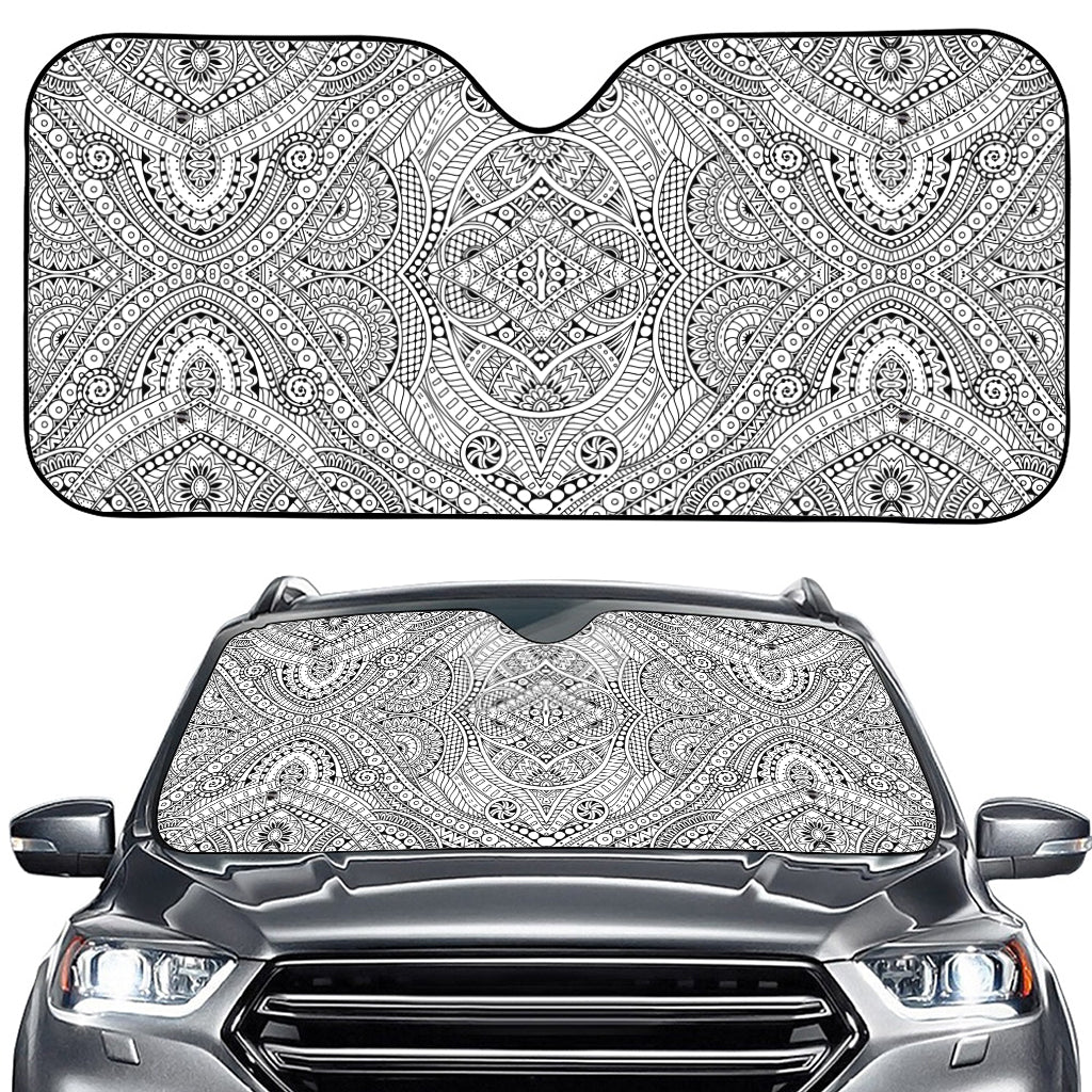 Ethnic Zentangle Pattern Print Car Windshield Sun Shade