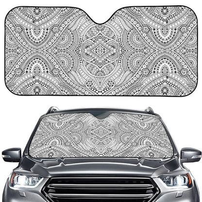 Ethnic Zentangle Pattern Print Car Windshield Sun Shade