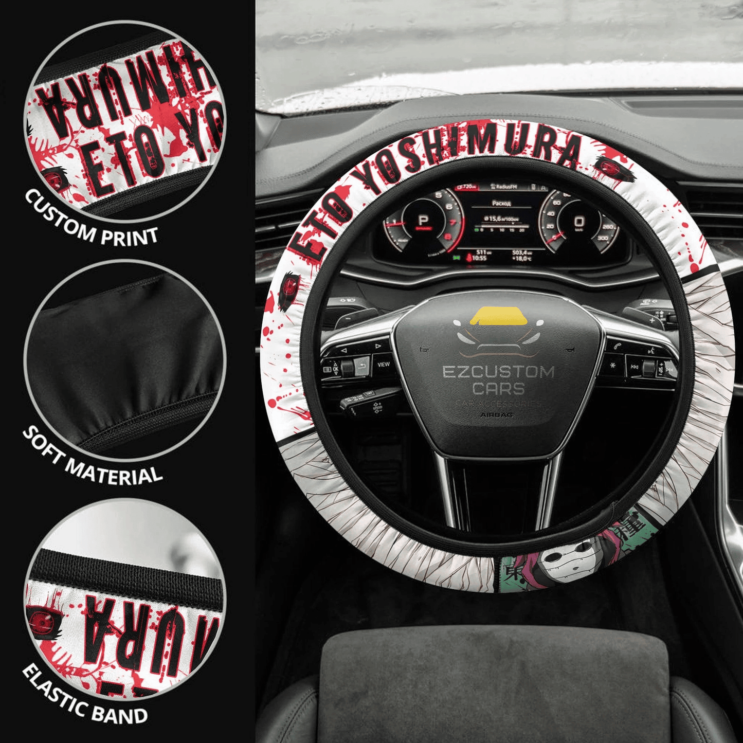 Eto Yoshimura Anime Steering Wheel Cover Custom Tokyo Ghoul Anime Car Accessories