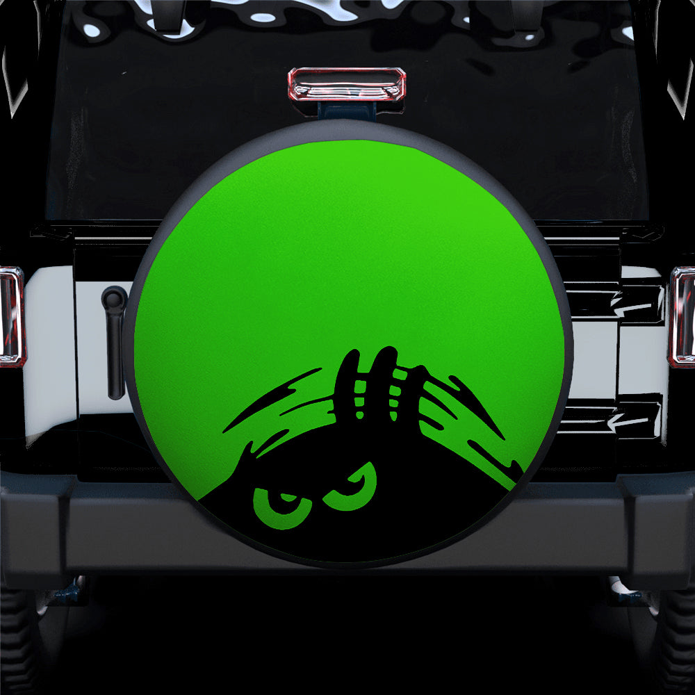 Evil Monster Peeping Peek A Boo Funny Green Jeep Car Spare Tire Cover