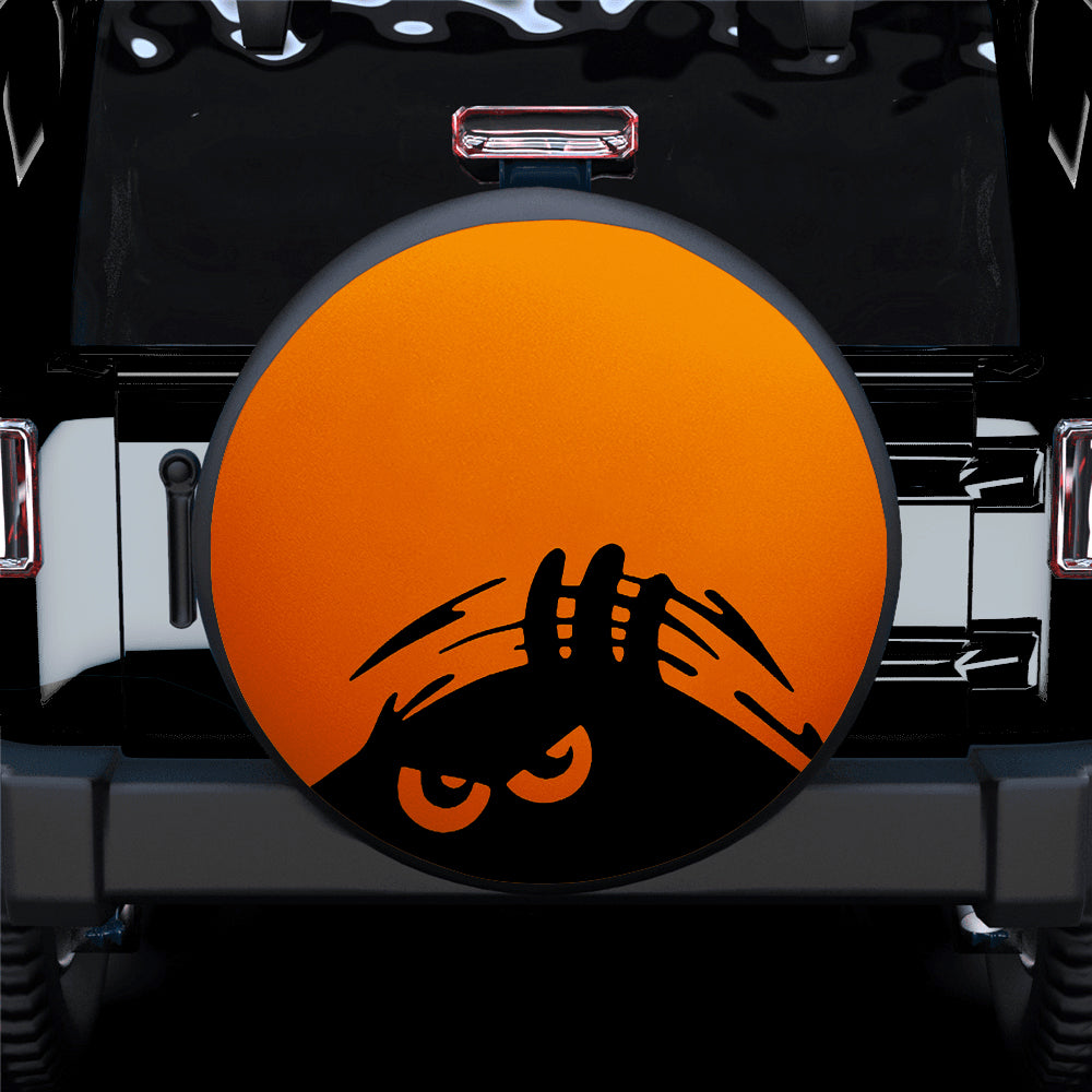 Evil Monster Peeping Peek A Boo Funny Orange Jeep Car Spare Tire Cover