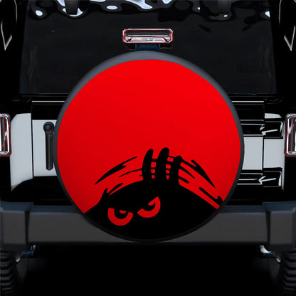 Evil Monster Peeping Peek A Boo Funny Red Jeep Car Spare Tire Cover