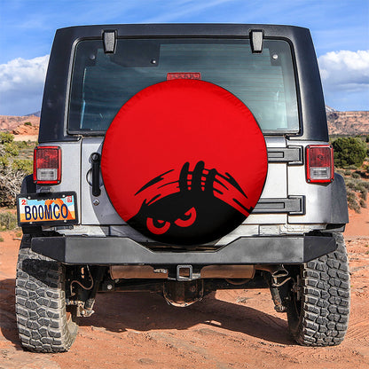Evil Monster Peeping Peek A Boo Funny Red Jeep Car Spare Tire Cover