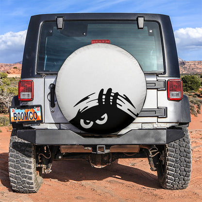Evil Monster Peeping Peek A Boo Funny White Jeep Car Spare Tire Cover