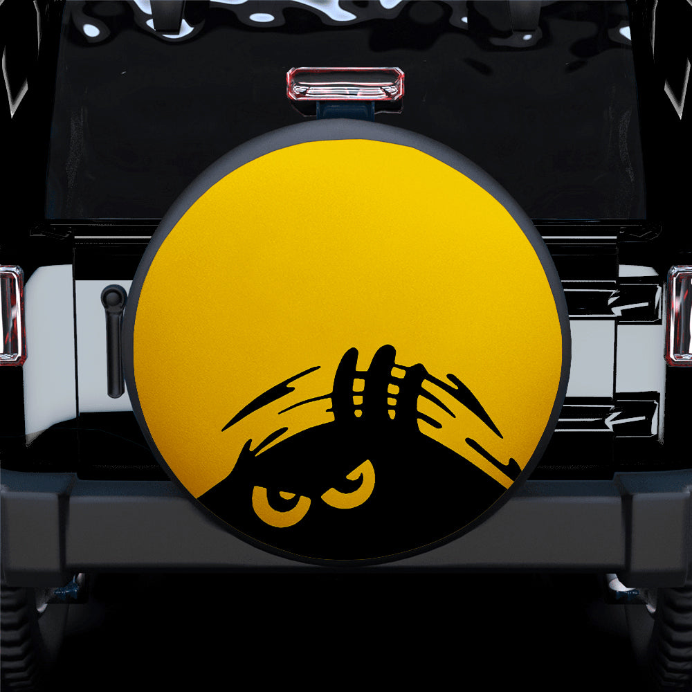 Evil Monster Peeping Peek A Boo Funny Yellow Jeep Car Spare Tire Cover
