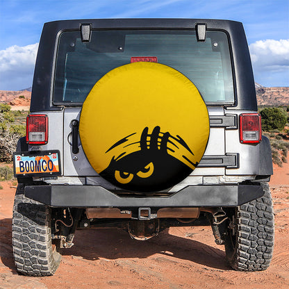 Evil Monster Peeping Peek A Boo Funny Yellow Jeep Car Spare Tire Cover