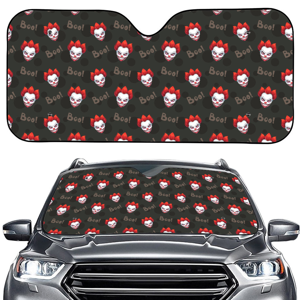Evil Scary Clown Pattern Print Car Windshield Sun Shade