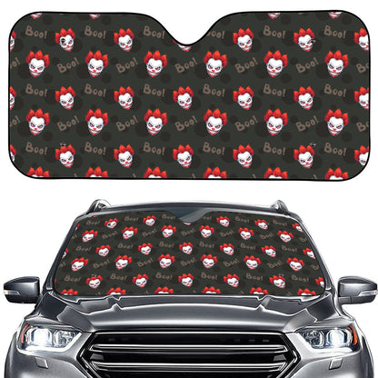 Evil Scary Clown Pattern Print Car Windshield Sun Shade