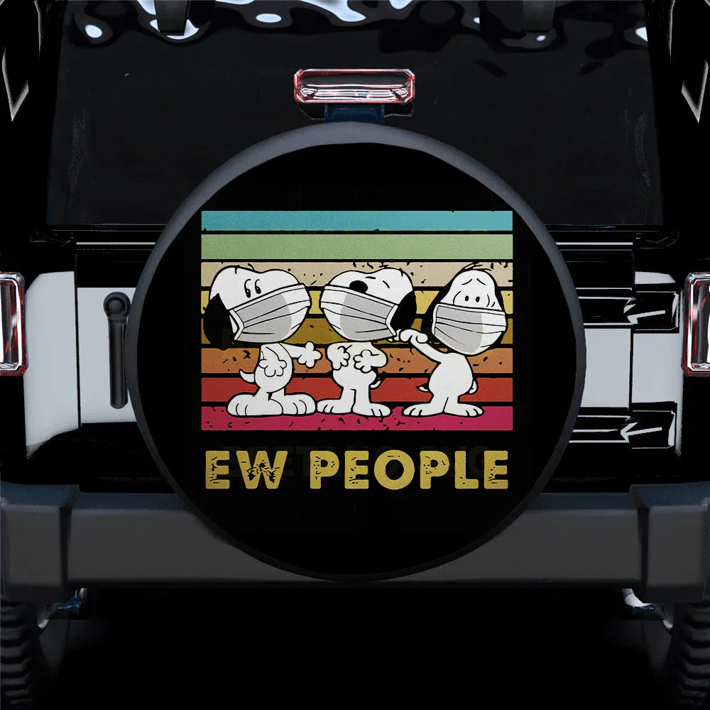 Ew People Snoopy Camping Car Leather Spare Tire Cover - PersonalizedFury
