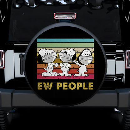 Ew People Snoopy Camping Car Leather Spare Tire Cover - PersonalizedFury
