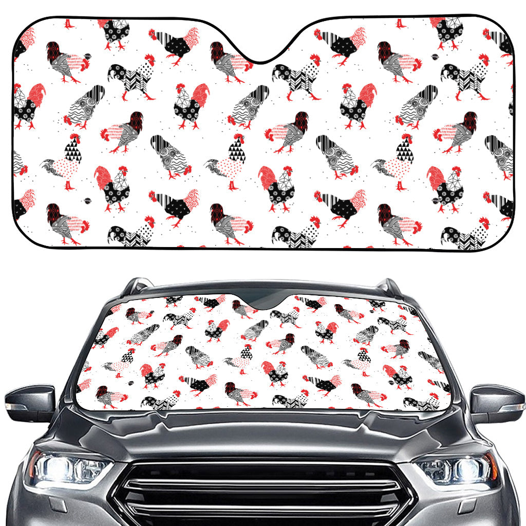 Exotic Chicken Pattern Print Car Windshield Sun Shade