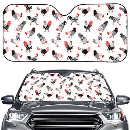 Exotic Chicken Pattern Print Car Windshield Sun Shade