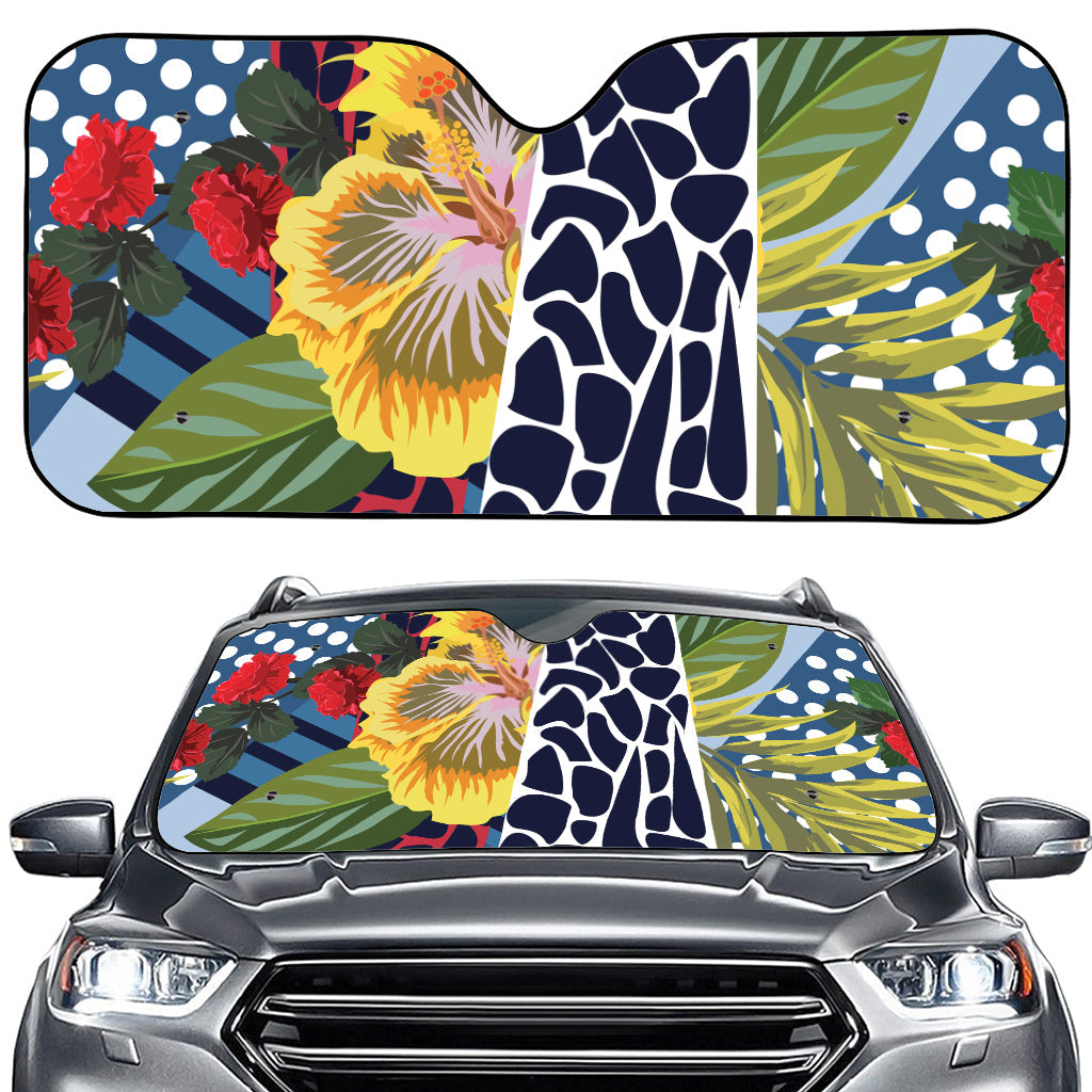 Exotic Patchwork Pattern Print Car Windshield Sun Shade