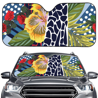 Exotic Patchwork Pattern Print Car Windshield Sun Shade