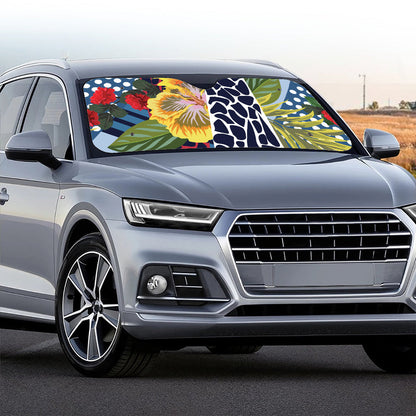 Exotic Patchwork Pattern Print Car Windshield Sun Shade