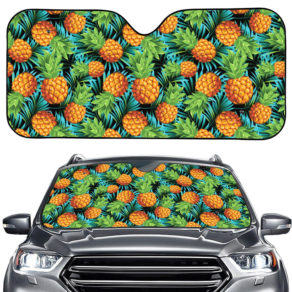 Exotic Tropical Pineapple Pattern Print Car Windshield Sun Shade