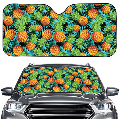 Exotic Tropical Pineapple Pattern Print Car Windshield Sun Shade
