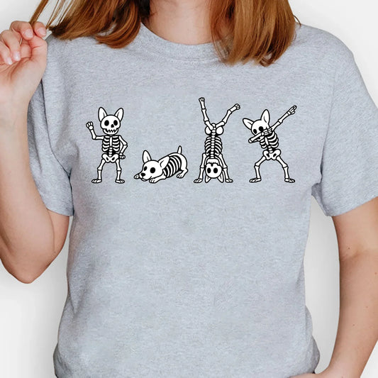 Halloween Corgi Skeleton T-Shirt – Cute & Spooky Gift for Dog Lovers