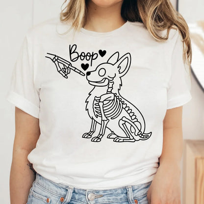 Halloween Corgi T-Shirt – Boop Skeleton Dog Graphic Tee for Corgi Lovers