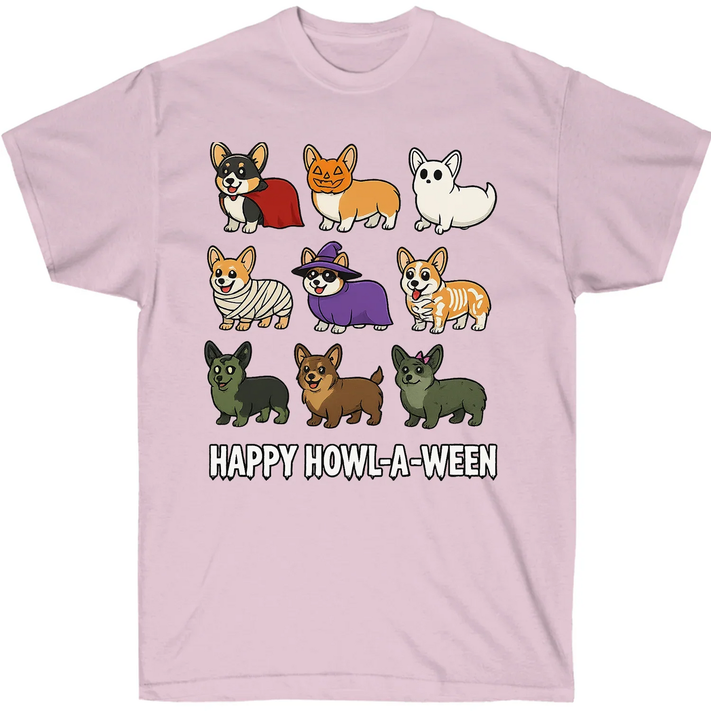 Corgi Halloween T-Shirt – Happy Howl-a-ween Graphic Gift for Dog Lovers