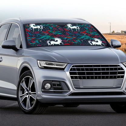 Fairy Floral Unicorn Pattern Print Car Windshield Sun Shade