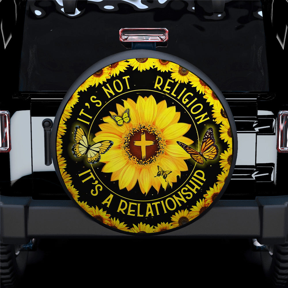 Faith Butterfly Cross Sunflower Car Spare Tire Cover
